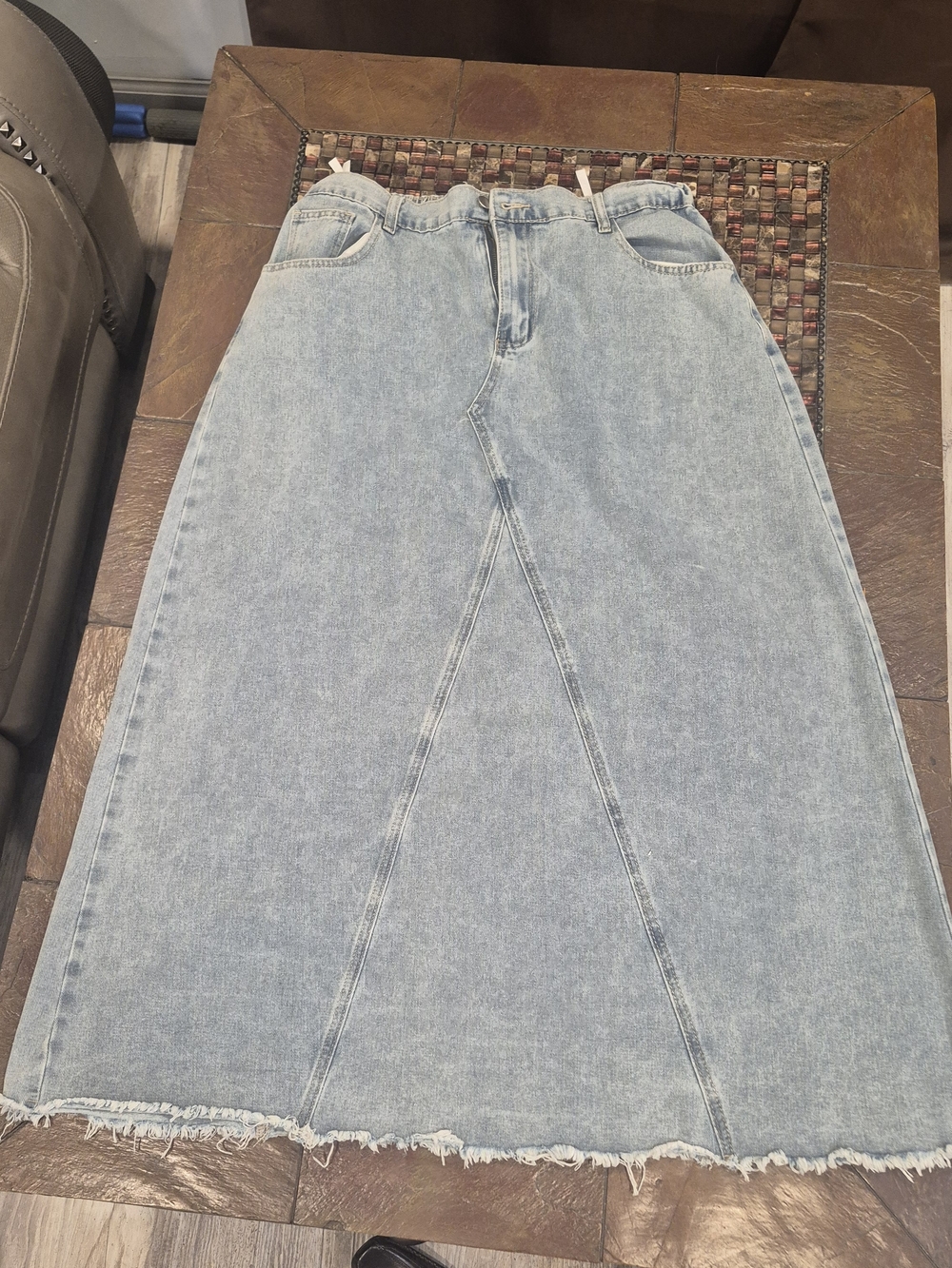 Light Blue Denim Maxi Skirt - Women Jeans